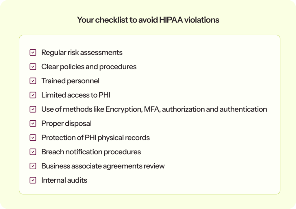 HIPAA violation checklist