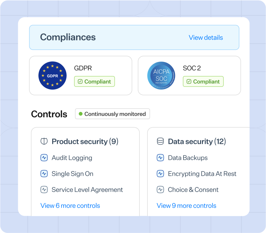 Compliance and Controls statuses