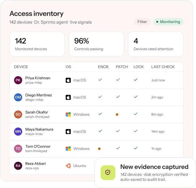 Endpoint monitoring banner