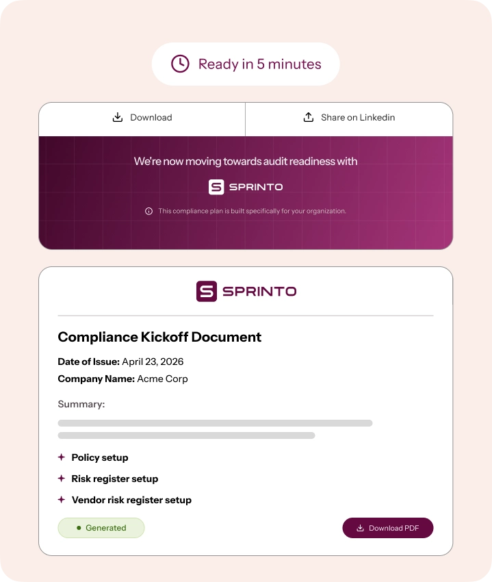Get your Compliance Kickoff Document in 5 minutes